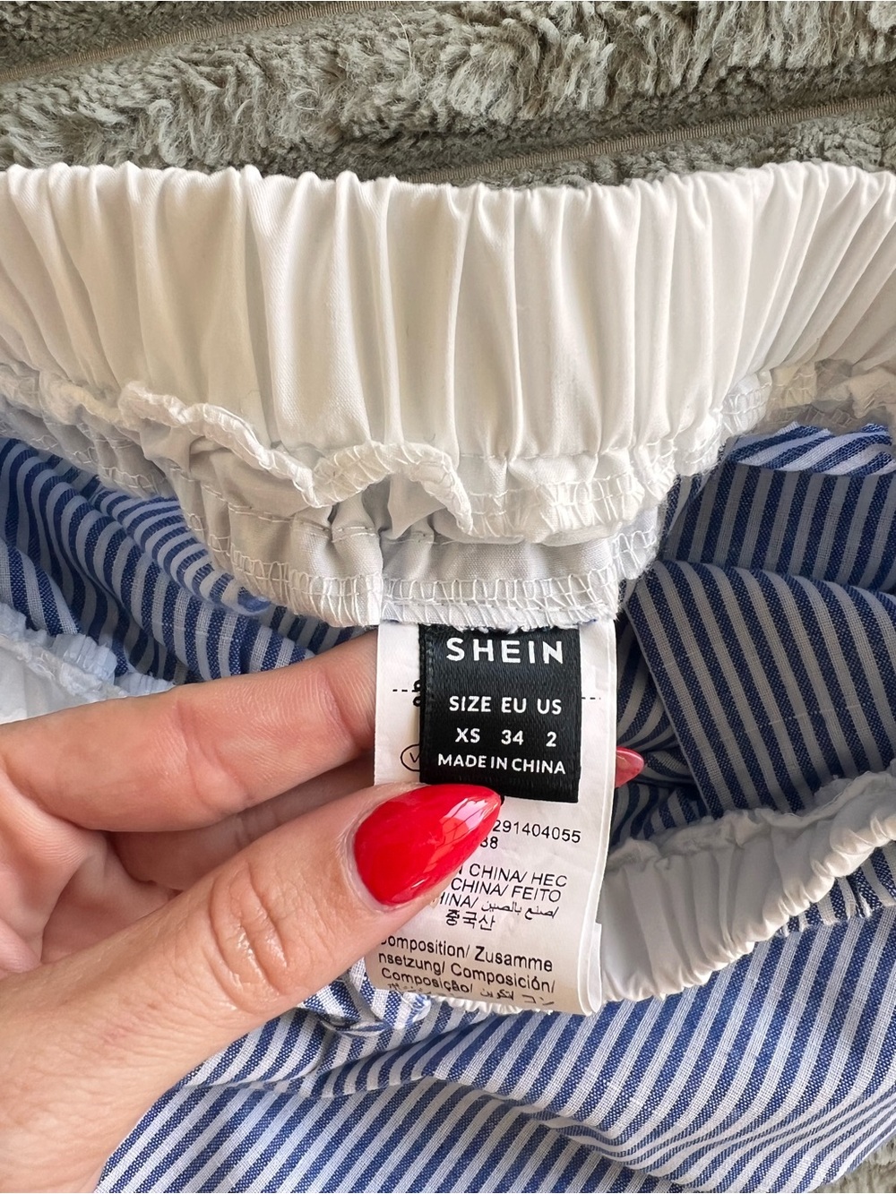 Shein Striped Double Waisted Drawstring Pant Blue & White Stripes Size XS - Picture 6 of 7